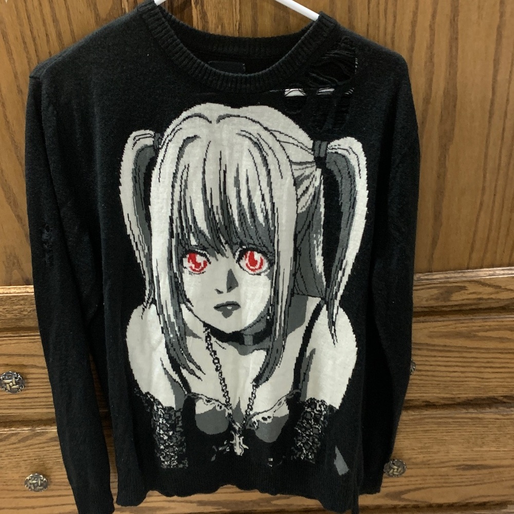 Hot Topic Black Anime Graphic Sweater